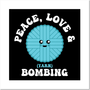 Peace Love & Yarn Bombing Knitting Posters and Art